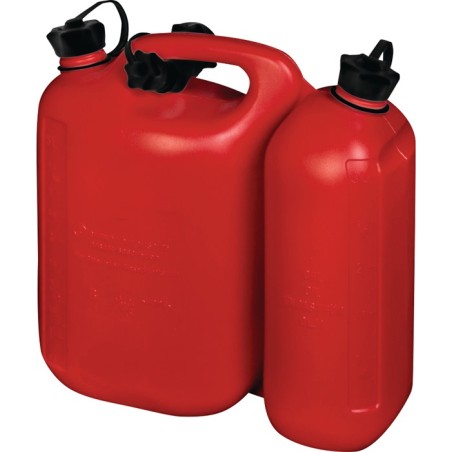 Bidon double pour carburant contenu 5,5 + 3 l rouge HDPE L316xl145xH312 mm HÜNERSDORFF