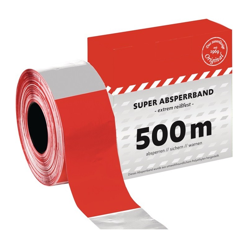 Bande de marquage longueur 500 m largeur 80 mm hachuré rouge/blanc 500 m/carton KELMAPLAST