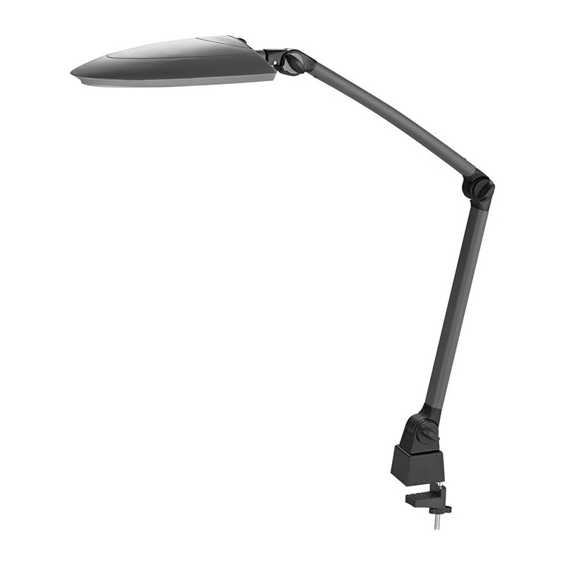 Lampe de bureau plastique noir/anthracite pied et pince de table avec LED