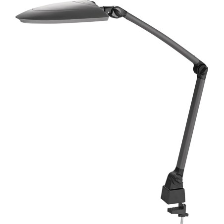 Lampe de bureau plastique noir/anthracite pied et pince de table avec LED