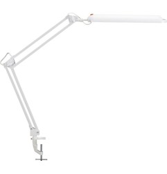 Lampe de bureau métal/plastique blanc hauteur maxi. 450 mm avec pince de table avec LED