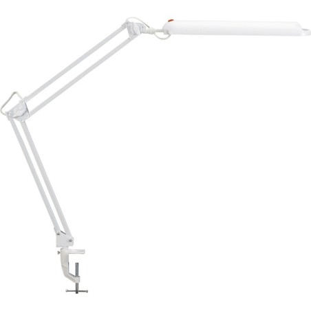 Lampe de bureau métal/plastique blanc hauteur maxi. 450 mm avec pince de table avec LED