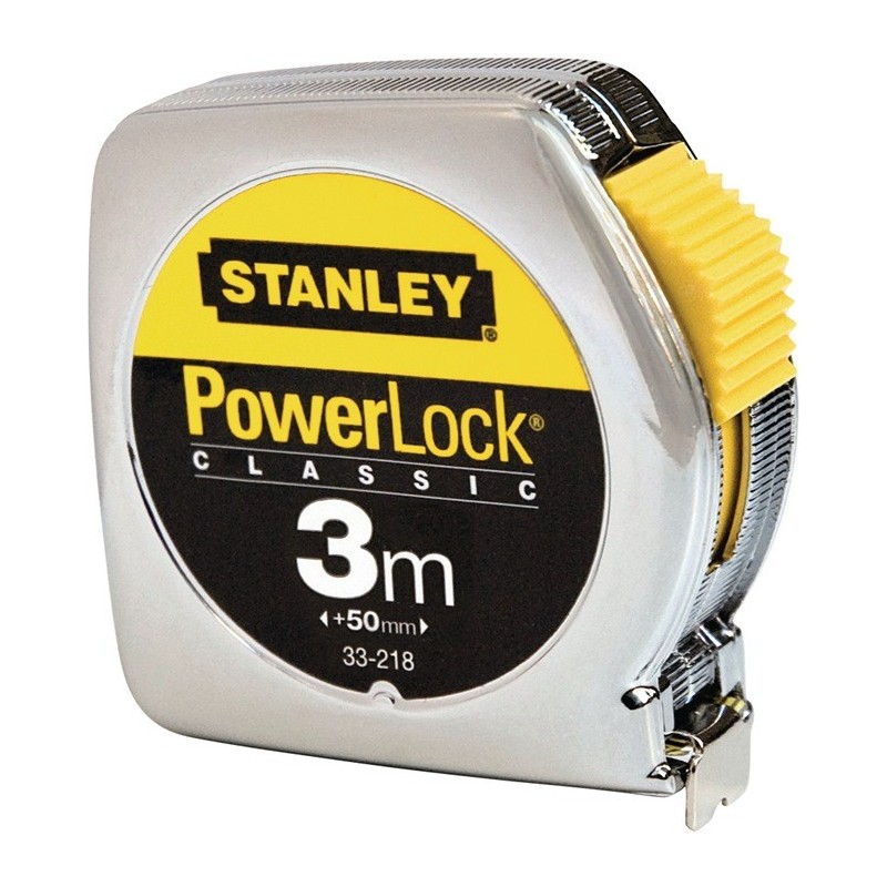Mètre-ruban 3 Ml STANLEY PowerLock® longueur 3 m largeur 12,7 mm mm/cm EG II métal automatique Métal Automatique SB STANLEY