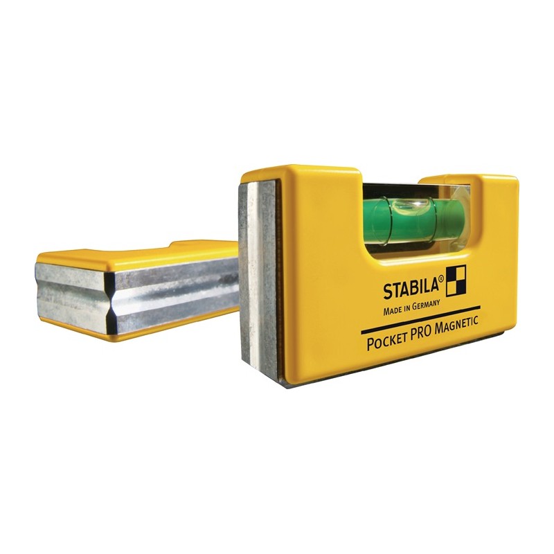 Niveau à bulles Pocket PRO Magnetic 7,2 cm aluminium jaune ± 1 mm/m avec aimant STABILA