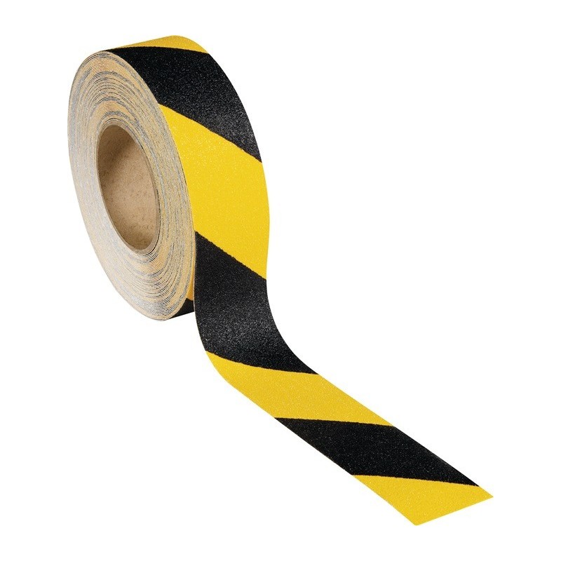 Ruban adhésif antidérapant SAFE STEP® noir/jaune longueur 18,25 m, largeur 50 mm rouleau ROCOL