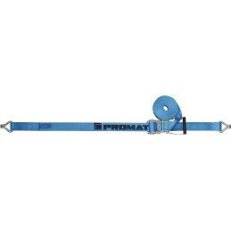 Sangle d'amarrage DIN EN 12195-2 longueur 6 m largeur 50 mm avec rochet + crochets pointu LC U 4000 daN PROMAT