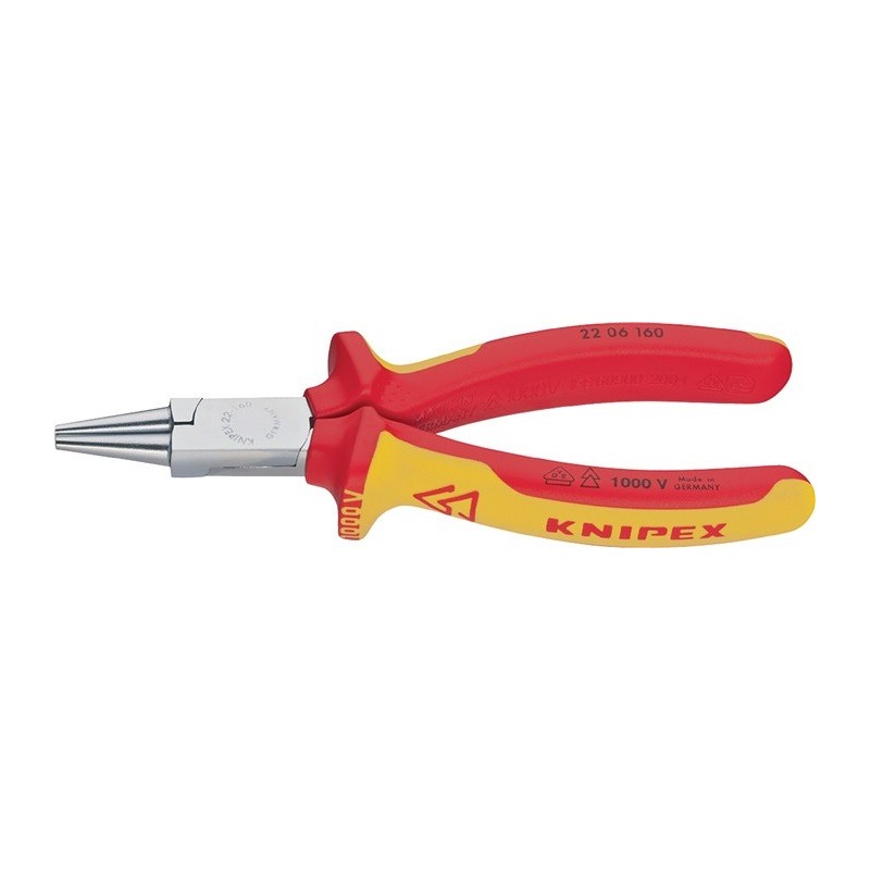 Pince à becs ronds DIN ISO 5745 L. 160 mm av. gaines bicomposant   KNIPEX