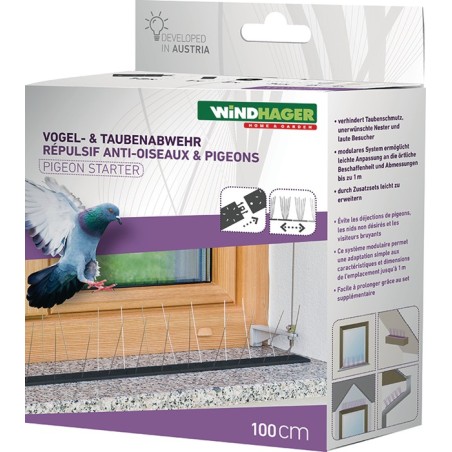 Pics anti pigeons Kit de démarrage protection jusqu'à 1 m, 36 pointes plastique WINDHAGER
