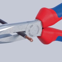 Pince KNIPEX à becs plats, ronds longueur 200 mm poli droit gaines multicomposant KNIPEX